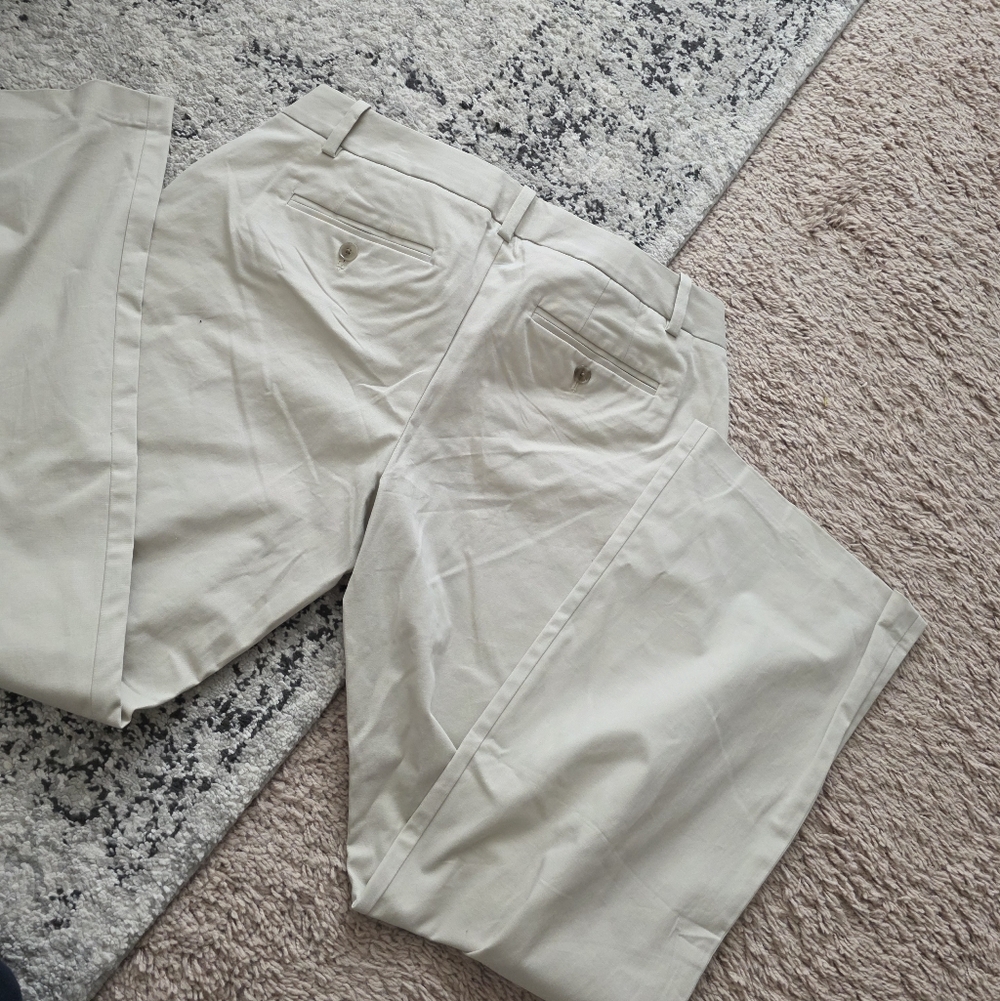 Eddie Bauer Pant Blazer Suit Set Womens 12 Cream Cotton Blend Preppy Academia - Picture 12 of 12